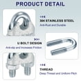 thumbnail image 3 of 12 Pcs Abrazaderas de Clip de Cable de Acero M10, Abrazaderas de Cable U-Bolt de 1/2", 3 of 6