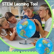 11 Illuminated Globe with Chrome Stand – Rotating Desktop World Map with LED Light for Home or Classroom Use