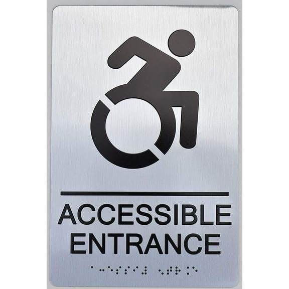 ACCESSIBLE Entrance Sign (Aluminium, Black/Silver,Size 6x9) The Sensation line