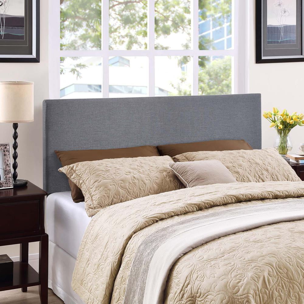 Modway Region Queen Upholstered Linen Fabric Headboard in Smoke Gray