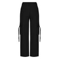 thumbnail image 6 of qolati Cargo Pants Women Y2k High Waist Front Ruched Parachute Pants Straight Wide Leg Baggy Pants with Multiple Pockets, 6 of 7