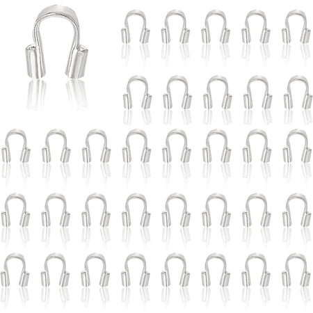 200pcs Wire Guardian and Protectors Silver Color Brass 0.5mm Hole Thread Protector U Shape Loop Guardian for Necklaces Bracelets Beading Jewelry Craft