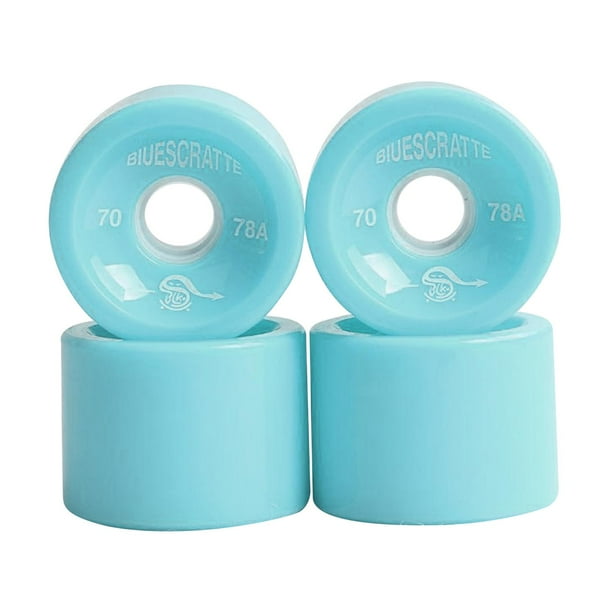 4 ruedas de patineta de PU con rodamientos ABEC-9, 78A, 70 x 51 mm Azul claro