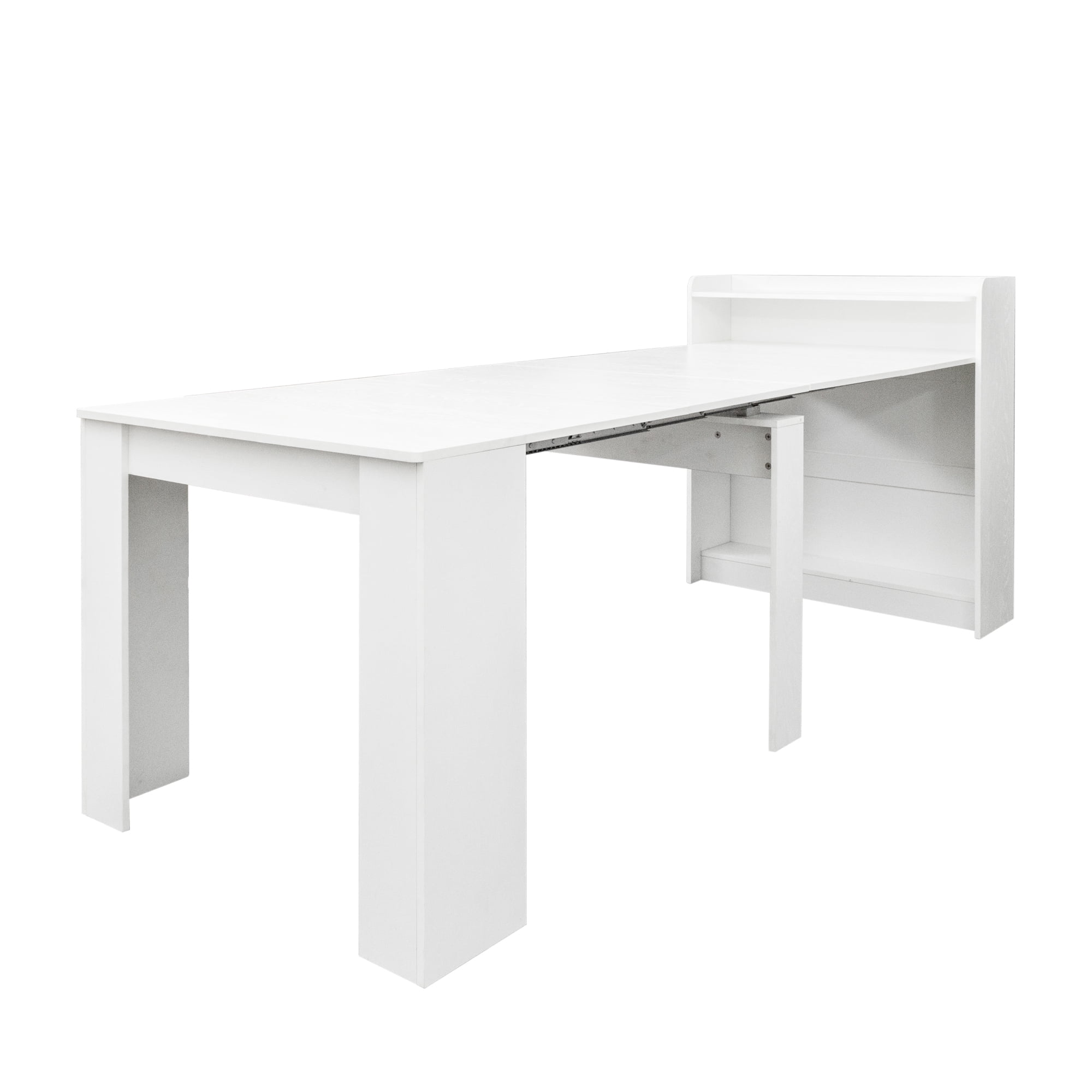Extendable Dining Table with Storage, White
