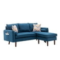 thumbnail image 5 of Mia Linen Fabric Sectional Sofa Chaise with USB Charger & Pillows in Blue, 5 of 6