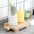thumbnail image 5 of Pedestal de madera rectangular con asa, pequeño, para baño, base de bandeja de jabón de madera Hy, 5 of 5