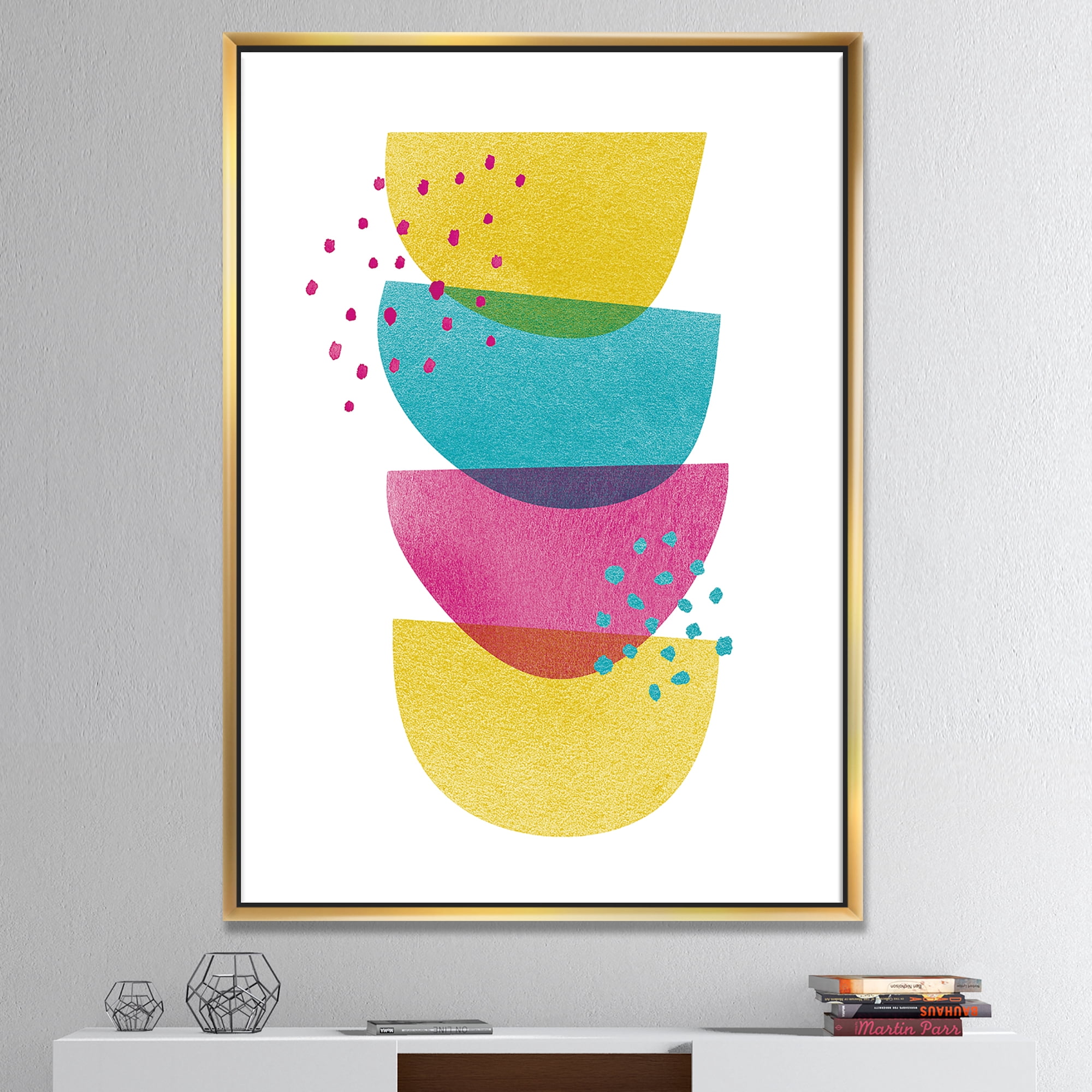 Designart ' Minimal Spots Balance II ' MidCentury Modern Framed Canvas