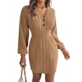 thumbnail image 2 of Sweater for Women Lantern Sleeve Sweater Dress Casual Pullover Cable Knitted Sweaters Alsol Lamesa, 2 of 6