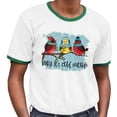 thumbnail image 2 of Birds It's Cold Outside Ringer Tee Shirt Unisex Small White/Kelly Green, 2 of 5