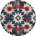 thumbnail image 2 of Addison Rugs Mayfield Premium Machine Washable Transitional Aztec Navy Round Rug, 8' x 8', 2 of 6