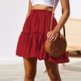 thumbnail image 5 of Women's Summer Cute High Waist Ruffle Short Skirt Floral Swing Beach Flared Pleated Mini Skater Skirt with Drawstring, 5 of 7