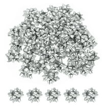 Uxcell Mini Star Gift Bows, Small Christmas Metallic Gift Wrapping Self-Adhesive Bows for Holiday Weddings Birthday Party Matte Silver