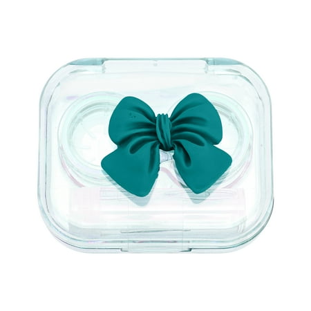 Unique Bargains 1 Set Contact Lens Case Integrated Bow Lens Storage Case Green