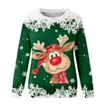 thumbnail image 4 of oqasdz Christmas Girls Sweatshirt Oversized Deer Print Long Sleeve Adorable Pullover Top for Party Holiday Casual Relaxed Fit Daily Wear, 4 of 4