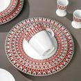 thumbnail image 6 of 12 Piece Porcelain Dinnerware Set for 2, Premium Plates and Bowls with Golden Rim, Mugs Set and Egg Cups,Red Geometry Checkered Pattern, 6 of 8