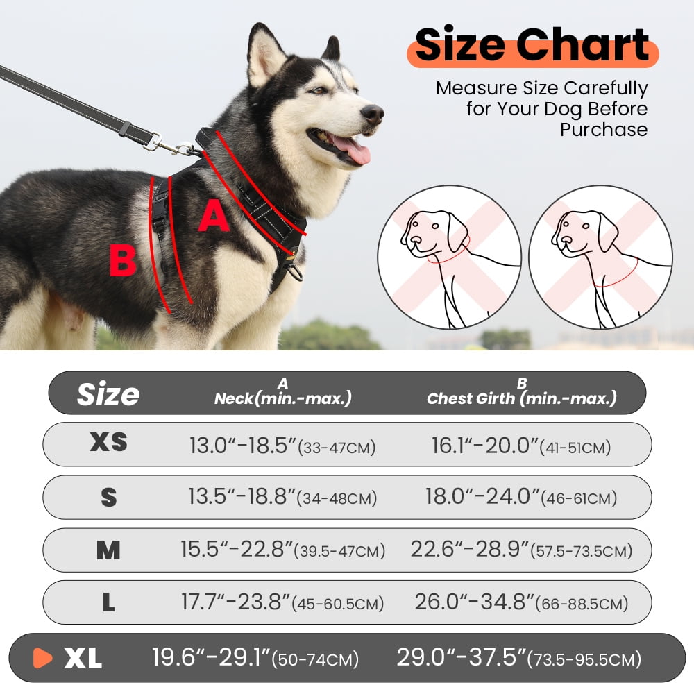 MASBRILL Reflective Dog Harness No Pull Dog Vest Harness with Handle, Breathable Padded Dog Chest Harness Adjustable For Large Dog Black XL