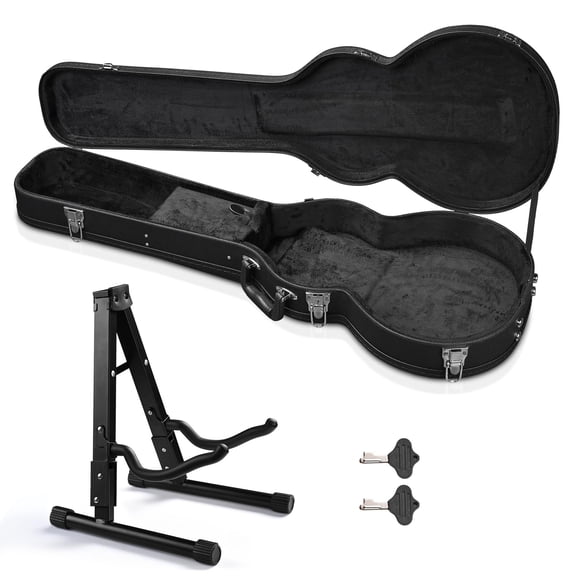 Yescom Electric Guitar Hard Case for LP Les Paul Style w/ Folding Guitar Floor Stand