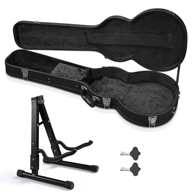 Yescom Étui Rigide pour Guitare Électrique Style LP les Paul avec Support de Sol Pliant