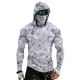 thumbnail image 3 of Men's Tropical Palm Tree Print Fishing Hoodie, Long Sleeve UPF 50+ Sun Protection Shirt with Built-in Face Mask and Thumbholes Green XL, 3 of 9