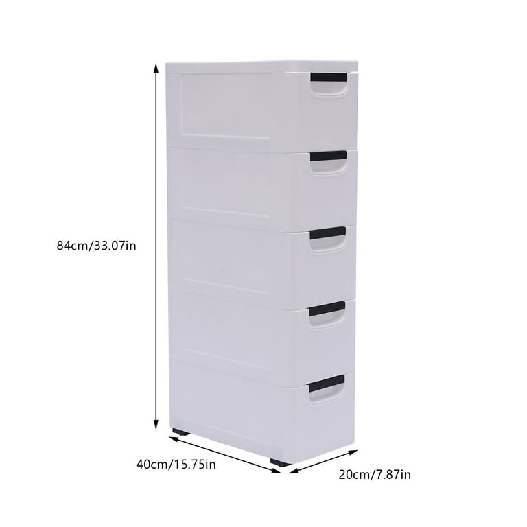 Fichiouy Closet Drawers Tall Dresser Organizer Vertical Clothes Storage  Tower with 5 Drawers + Wheel White