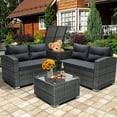 thumbnail image 2 of SEGMART 4 Piece Patio Furniture Set, All-Weather Outdoor Sectional Sofa Set, PE Rattan Conversation Set with Storage Box, Table & Cushions, Wicker Furniture Couch Set for Patio Deck Garden, 2 of 10