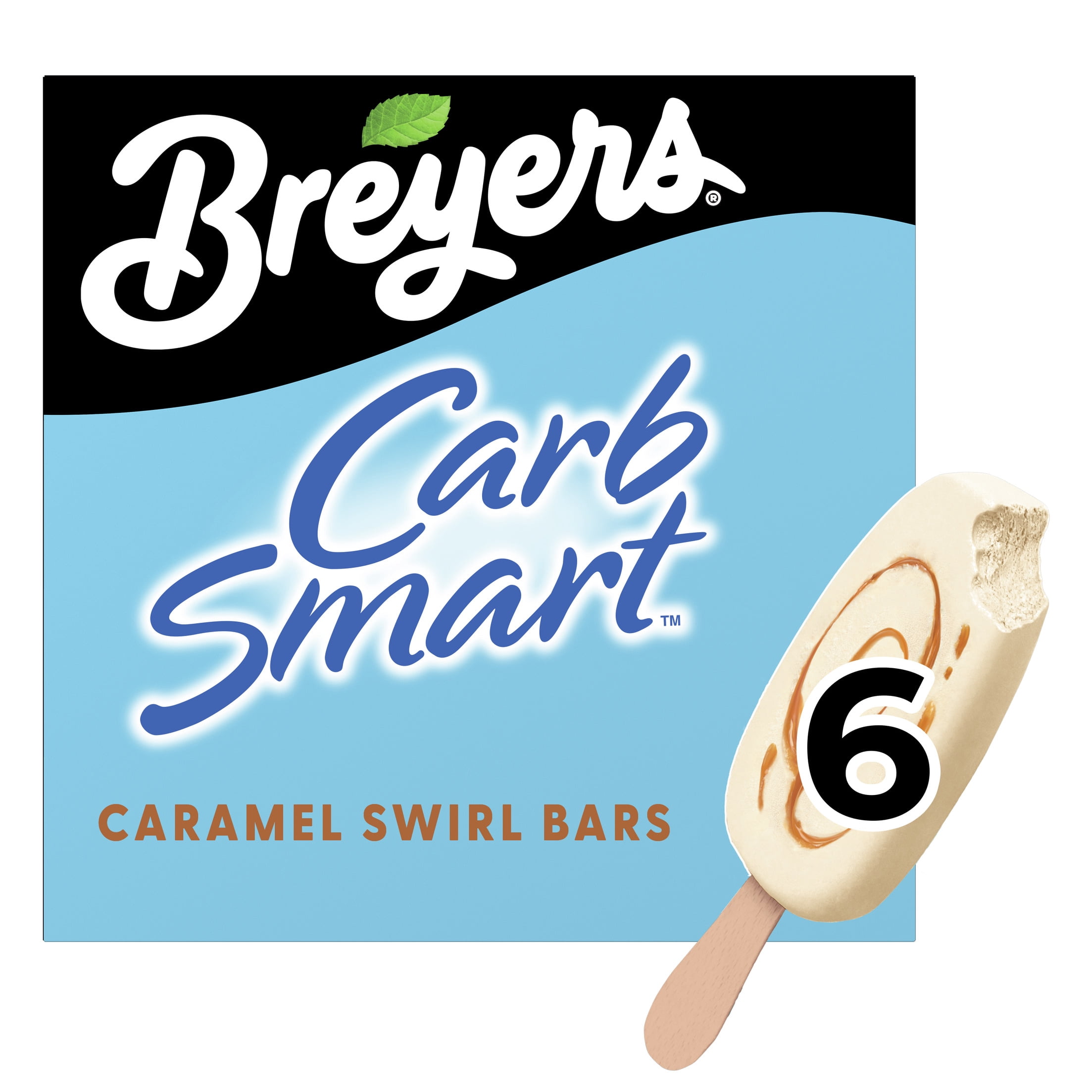 Breyers CarbSmart Creamy Caramel Swirl Ice Cream Bars Frozen Desserts, 6 Count