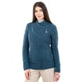 thumbnail image 2 of SAOL 100% Merino Wool Women's Aran Zip Cable Knit Cardigan Sweater Irish Jacket Made in Ireland, 2 of 5