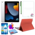 thumbnail image 1 of Paquete Apple iPad de 10,2" (2021, 256 GB, Wi-Fi + Cellular, plateado) (MK6A3LL/A) con funda con teclado rojo y protector de pantalla, 1 of 8