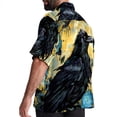 thumbnail image 3 of Crow Men's Short Sleeve Hawaiian Poplin Shirt - Casual Printed Button Down Summer Beach Shirt for Men, 3 of 6