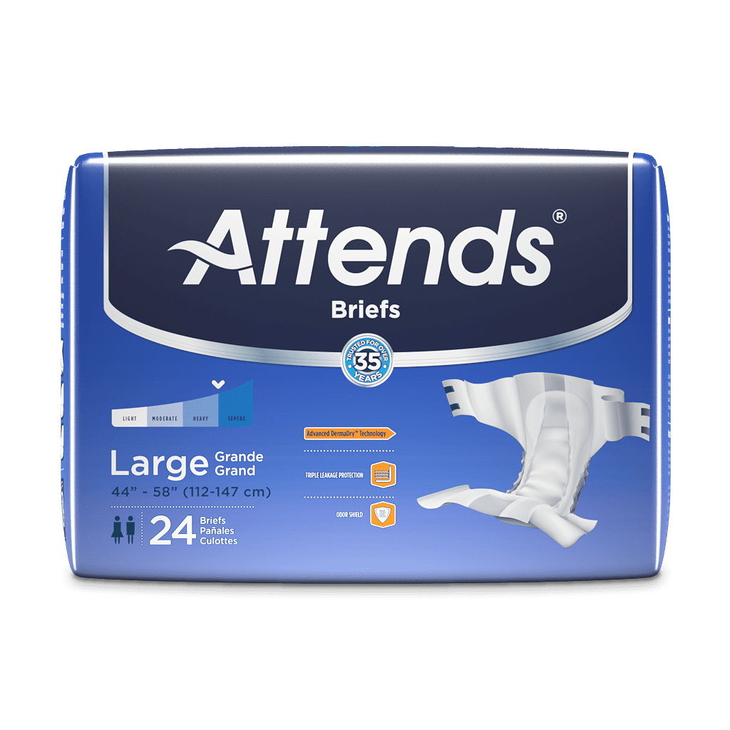 Attends Adult Incontinence Brief L Heavy Absorbency Contoured, DDA30, Heavy to Severe, 24 Ct