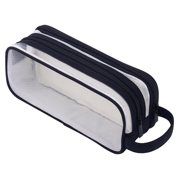 Matoen Handheld Mesh Pencil Case, Large Pencil Bag Double Zipper Pencil Pouch Storage Bag for & Office Multipurpose Organizer Box for
