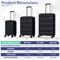 thumbnail image 3 of Costway 3 PCS Hardside Luggage Set (20/24/28 Inch) with 8-Spinner Wheels, 3-Digital Lock Black, 3 of 10