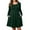 Dark Green, variant on Women's Plus Size Solid Color Casual Spring Autumn Dress - Round Neck Long Sleeve with Pockets - Army Green XXL