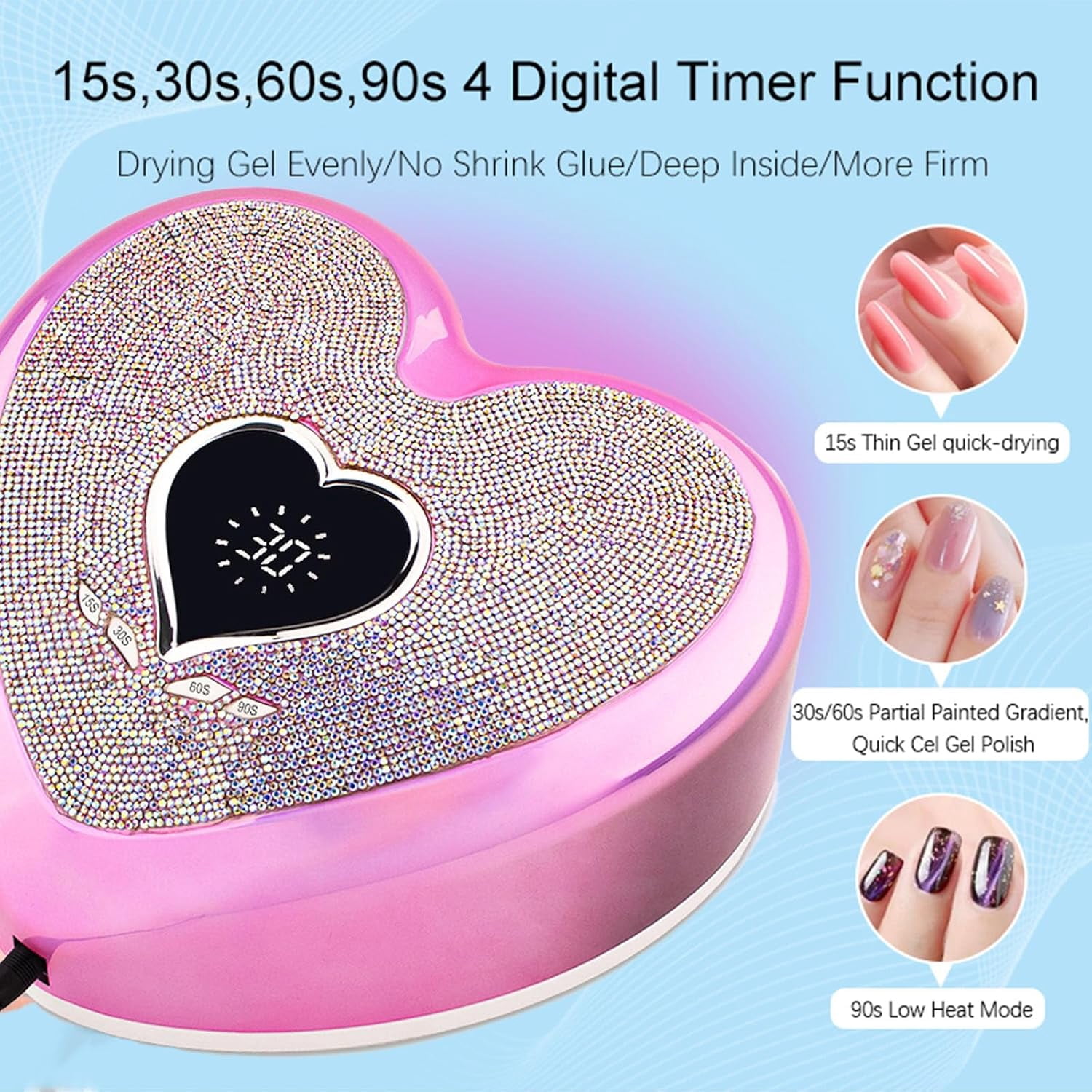 96W UV LED Nail Lamp,Rechargeable Cordless Nail Dryer,Portable Wireless UV Led Nail Light with Full Diamond on Surface,Professional Curing Gel Polish Acrylic Nails Tools for Home & Salon