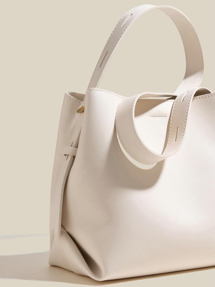 CoCoMangos Vegan Leather Bucket Tote Purse for Women Trendy Adjustable Strap Crossbody Handbags Shoulder Bag Magnetic Snap