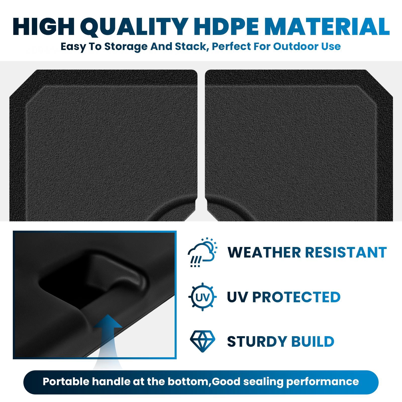 4-Piece Fillable Cantilever Umbrella Base, 353lbs Heavy Duty HDPE Weights, Black, 19.5in for Patio Offset Umbrellas