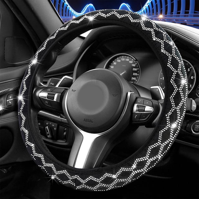 TIMIFIS Auto Steering Wheel Cover Car Steering Wheel Cover with Diamonds Elastic without Inner Wave Universal Hot Drilling Handle Cover Steering Covers