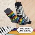 thumbnail image 3 of Foozys Men’s Crew Socks | Fun Fancy Piano Keys Themed Fashion Novelty Socks | 2 Pairs Included in Two Colors, 3 of 5