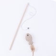 thumbnail image 2 of Wooden Wand Cat Teaser Toy with Elastic Rope and Paper String Fish, Interactive Chew Toy for Indoor Cats Play, Khaki, 2 of 3