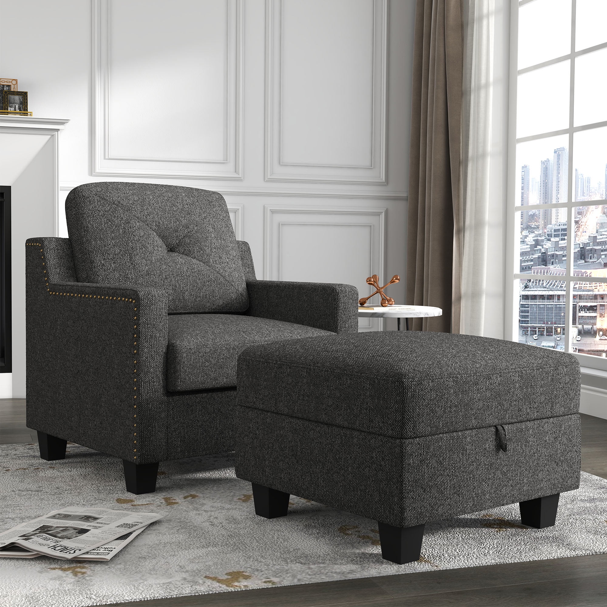 HONBAY Modern Nailhead Trim Sofa Decoration Fabric Single Leisure