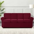 thumbnail image 5 of Subrtex 9-Piece Stretch Sofa Slipcover Sets with 4 Backrest Cushion Covers and 4 Seat Cushion Covers (Oversize Sofa, Wine), 5 of 8