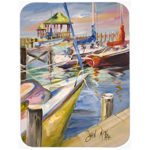 Boat Docks Sailboats Glass Cutting Board, Large