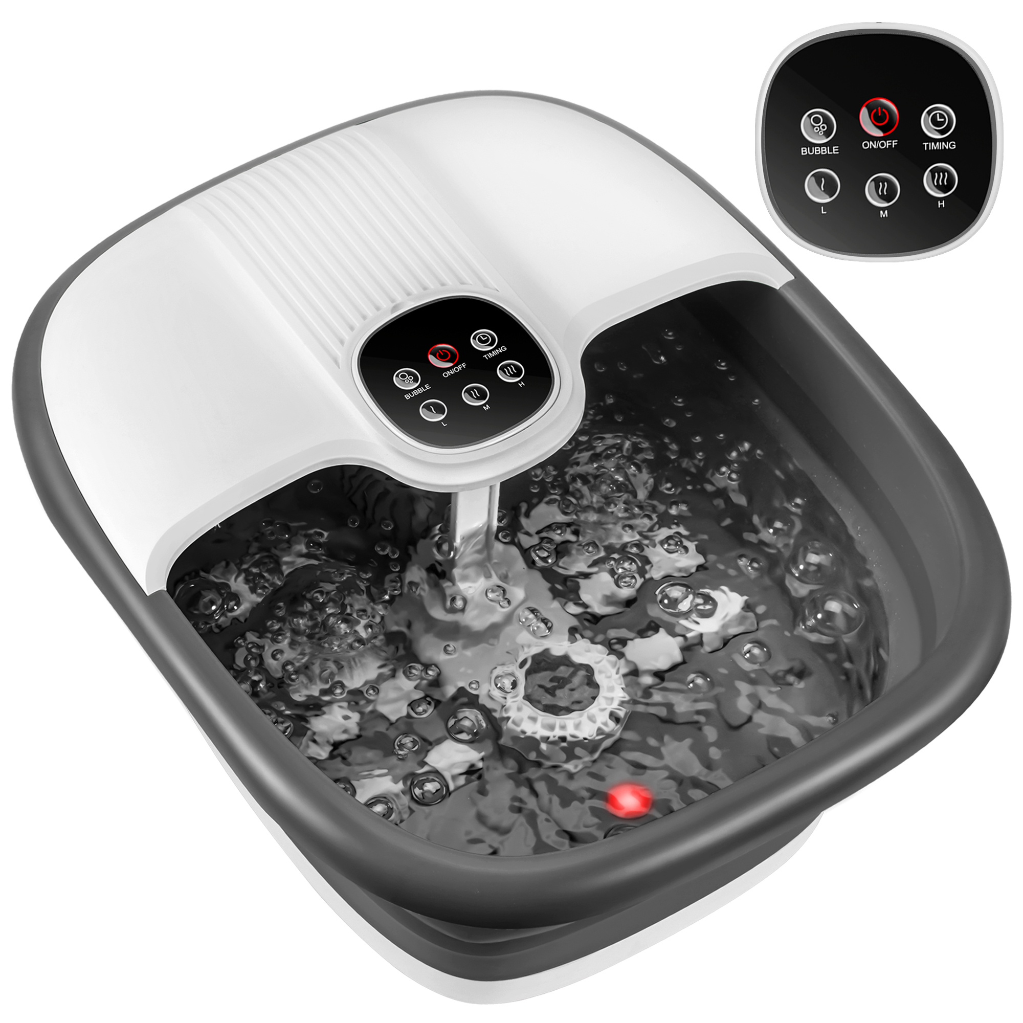 Collapsible Foot Spa Bath with Heat, Remote Control, Temperature Control, Bubbles, Pumice Stone