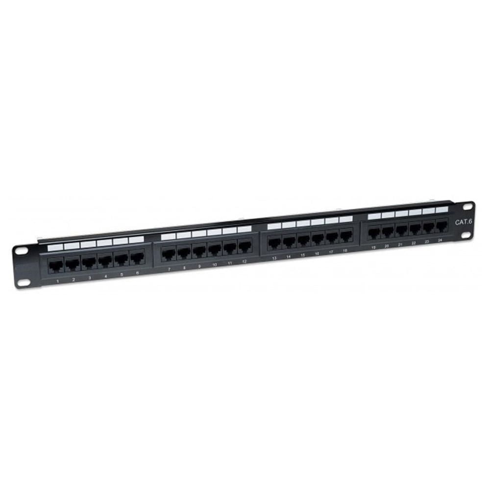 Panneau de brassage Cat6 24 ports, 1u - Noir