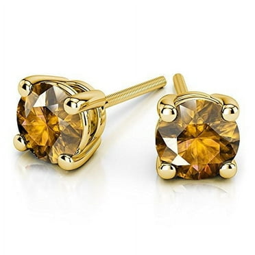 Paris Jewelry 24k Yellow Gold 2 Ct Citrine Round Stud Earrings Jewelry Gift for Women