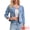 Light Blue, variant on DARING DIVA Women's Collarless Cardigan 3/4 Sleeve Jean Jacket S Light Blue