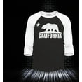 thumbnail image 2 of Shop4Ever Men's California White Bear Hoodies Republic of CA  Raglan Baseball Shirt XX-Large Black/White, 2 of 4