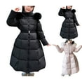 thumbnail image 6 of KAUOD Girls Quilted Parka Coats Winter Waterproof Padded Insulated Puffer Jackets Kids Long Faux-F𝐮r Hood down Outwear, 6 of 9
