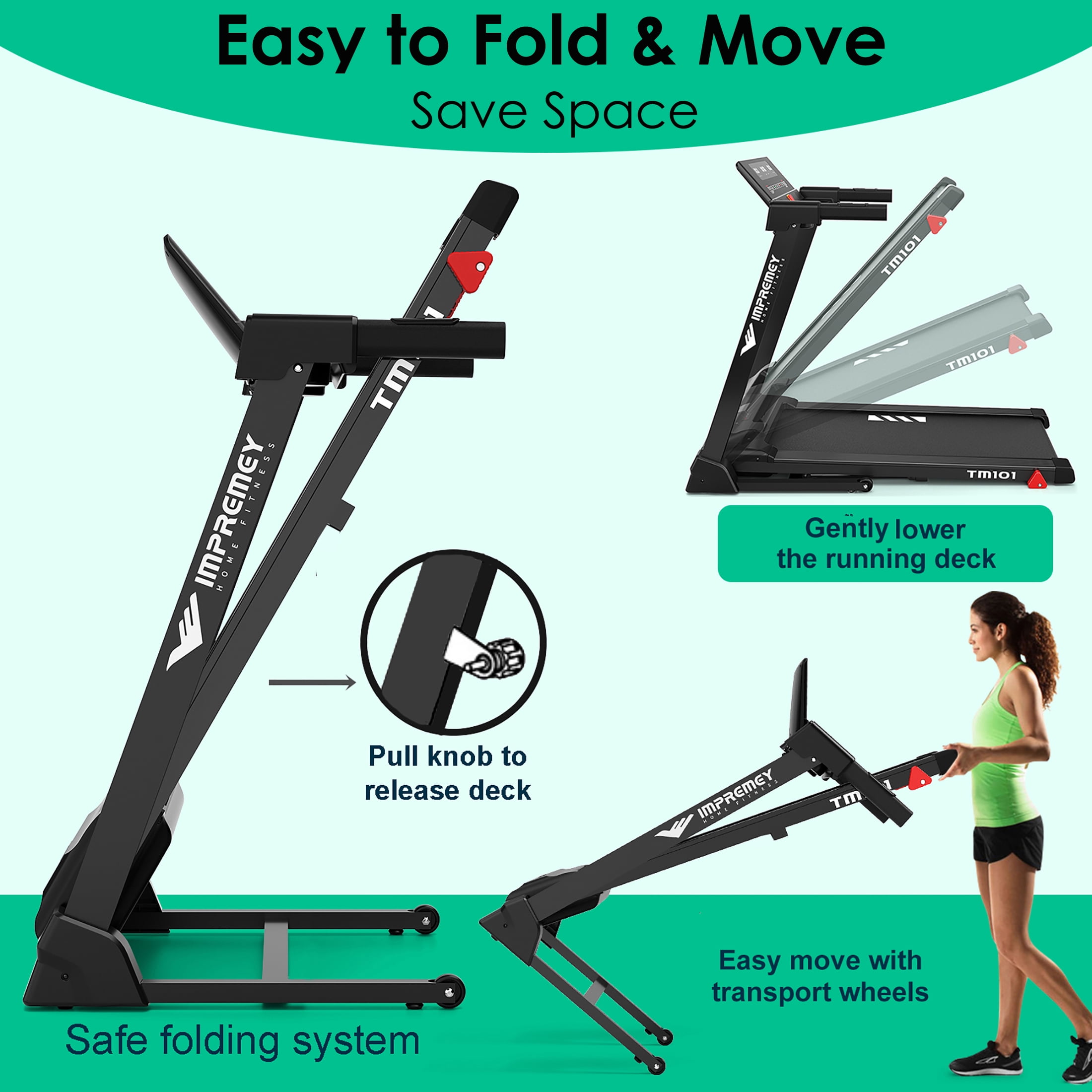 IMPREMEY TM101 Folding Treadmill with Inclines