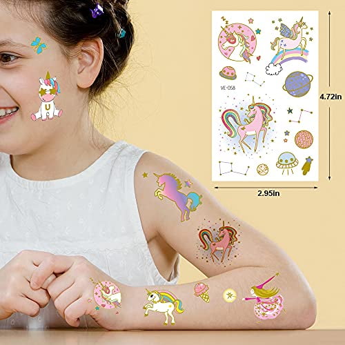 4 Sheets Colorful Unicorn Temporary Tattoos For Kids Girls Necks Fake Face  Tattoo Stickers